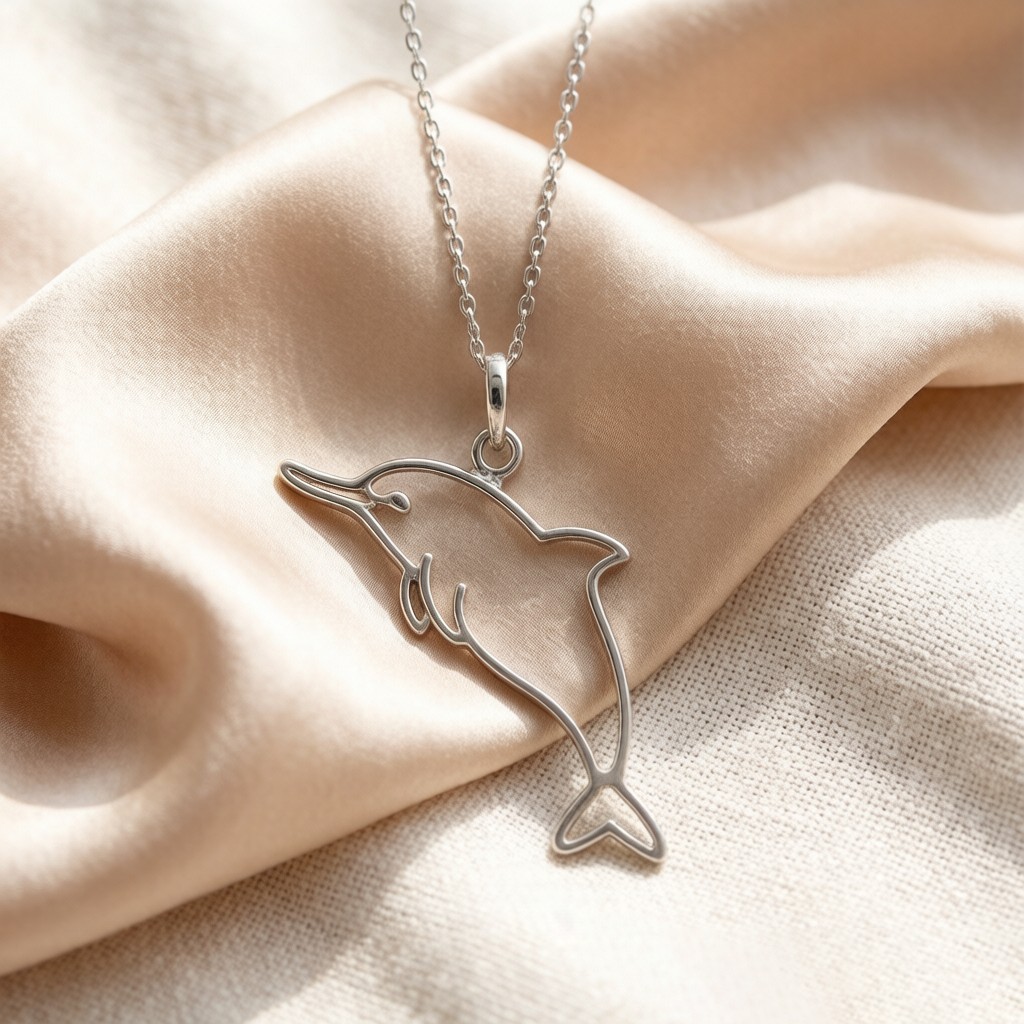 Baiji Dolphin Minimalist Line necklaces scene rendering 3