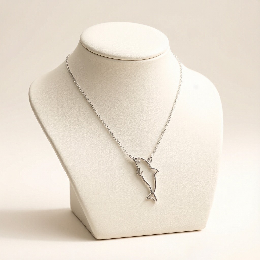 Custom 925 Sterling Silver Baiji Dolphin Minimalist Line Necklaces