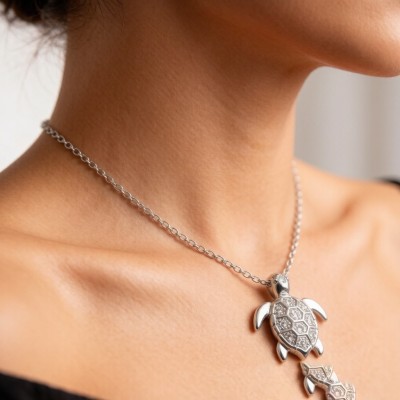 Hawksbill Turtle Pendant Necklaces | 925 Silver | CZ / Moissanite | Bespoke | Hengdian Silver