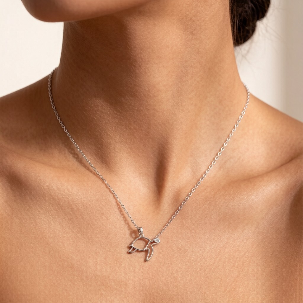 Hawksbill Turtle Ocean Pendant necklaces on-model styling