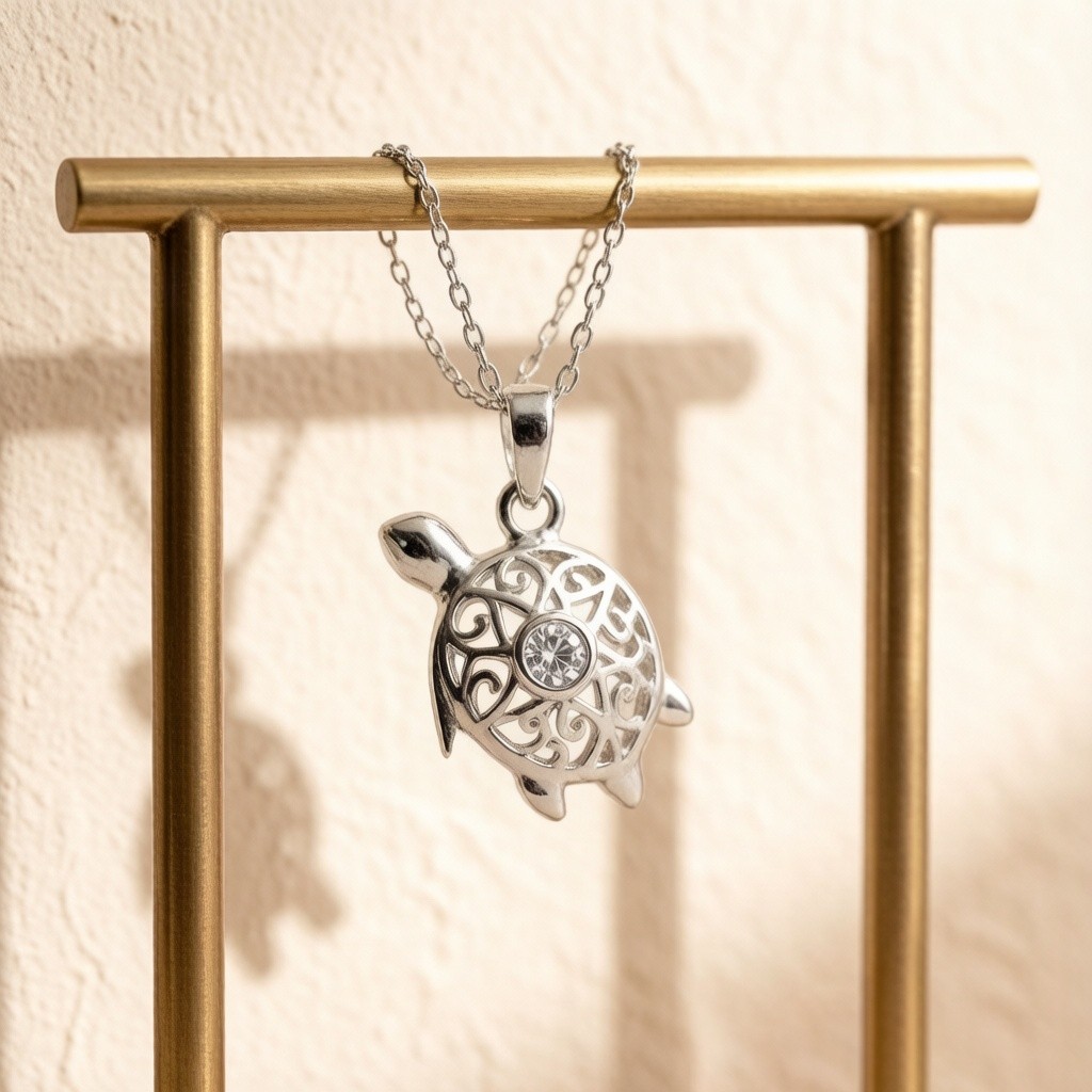 Hawksbill Turtle Pendant in 925 sterling silver, relief finish