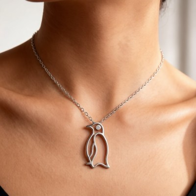 Emperor Penguin Pendant Necklaces | 925 Silver | CZ / Moissanite | for Daily Wear | Hengdian Silver
