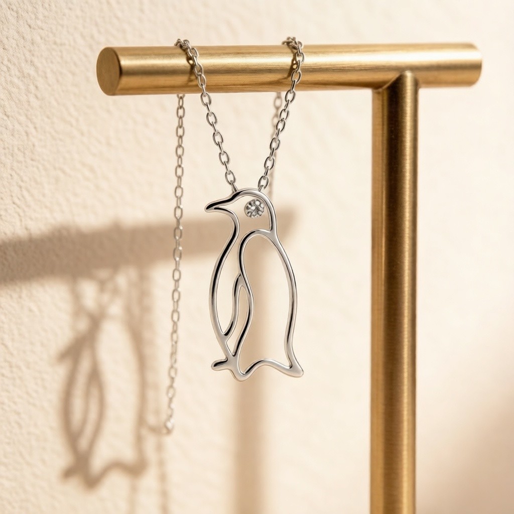 Emperor Penguin Pendant in 925 sterling silver, line finish