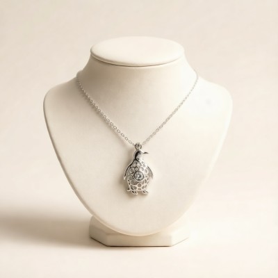 Emperor Penguin Pendant Necklaces | for Beach Weddings | 925 Sterling Silver | CZ / Moissanite