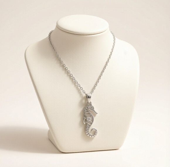Tiger-tail Seahorse Relief Necklaces | 925 Silver | CZ / Moissanite | Hengdian Silver