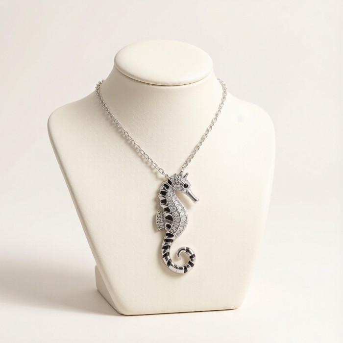 Tiger-tail Seahorse Pavé Necklaces | 925 Silver | CZ / Moissanite | Hengdian Silver