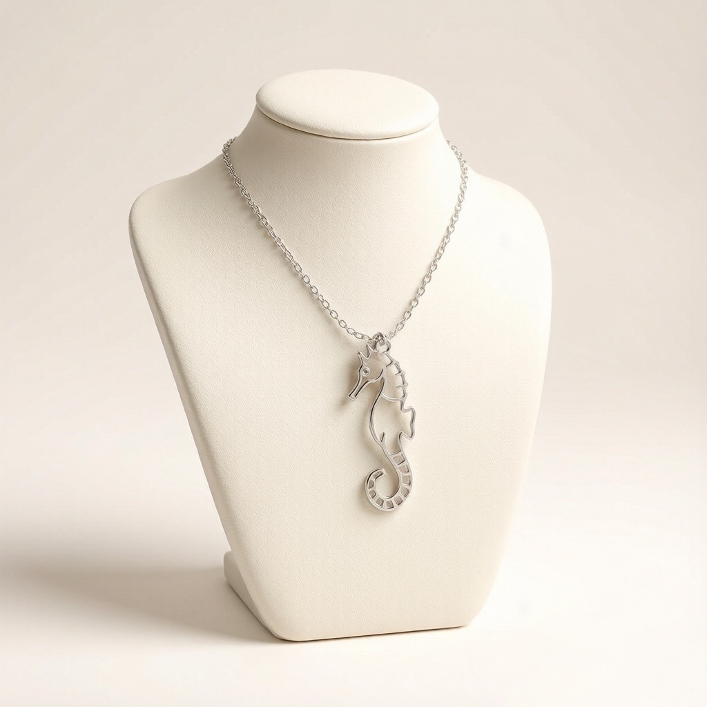 Bespoke 925 Sterling Silver Tiger-tail Seahorse Minimalist Line Necklaces