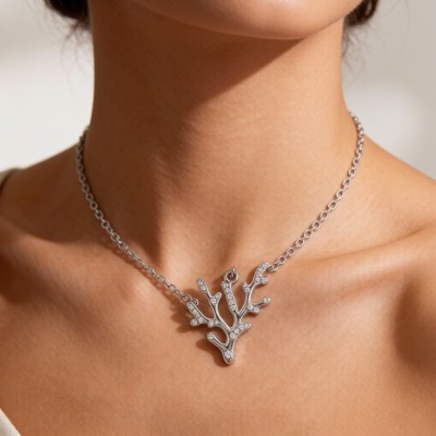 Staghorn Coral Pavé Necklaces | for Boutique Collections | 925 Silver | CZ / Moissanite