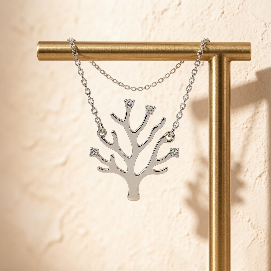 Staghorn Coral Line Necklace in 925 sterling silver, line finish