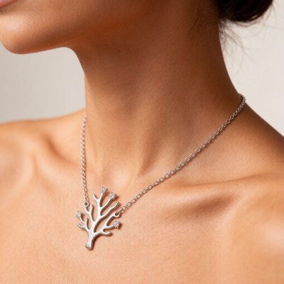 Staghorn Coral Line Necklaces | for Bridesmaid Sets | 925 Silver | CZ / Moissanite | Hengdian Silver