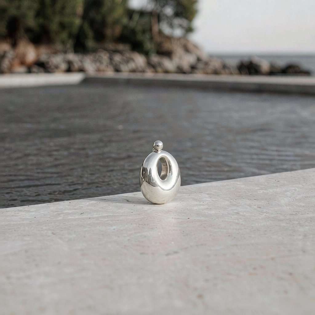 925 silver pendant near water