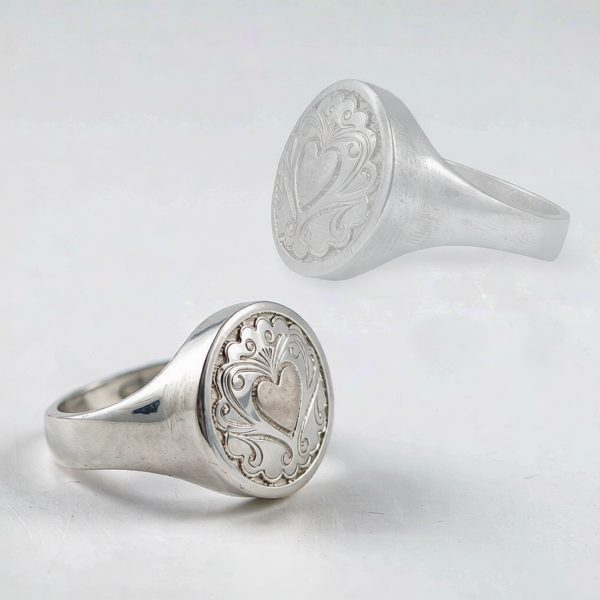 925 sterling silver custom sample next to its 3D design render