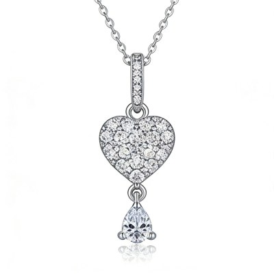 Pave Heart Drop Pendant Necklaces | Layered Styling | Custom 925 Silver | Hengdian Silver