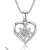 Open Heart Flower Pendant Necklaces | Daily Wear | 925 Sterling Silver | Hengdian Silver