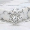Double Heart Pave Pendant Necklaces | Bridesmaid Gifts | 925 Silver | Hengdian Silver