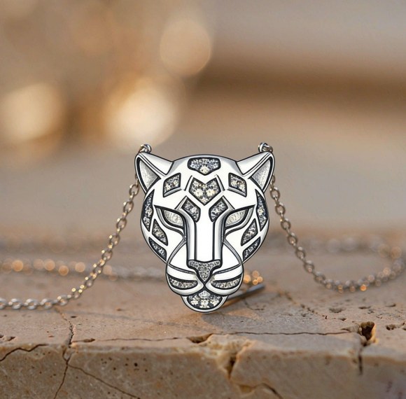 Leopard Head Pave Pendant Necklaces | Statement Looks | 925 Silver | Hengdian Silver
