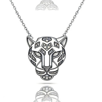 Leopard Head Pave Pendant Necklaces | Statement Looks | 925 Silver | Hengdian Silver