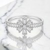 Sunburst Flower Pave Rings | Bridal Statement | 925 Sterling Silver | Hengdian Silver