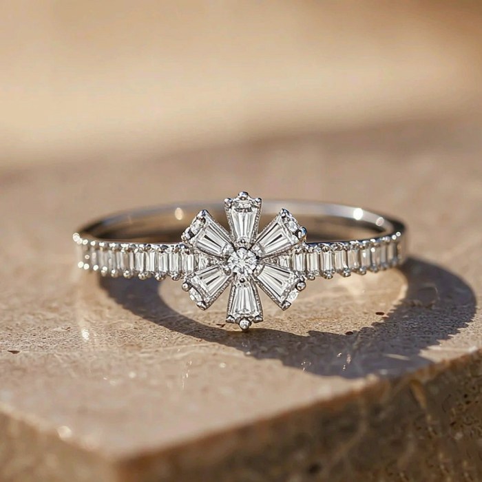 Sunburst Flower Pave Rings | Bridal Statement | 925 Sterling Silver | Hengdian Silver