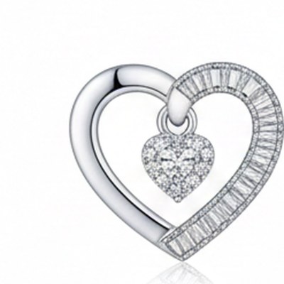 Baguette Heart Pave Pendant Necklaces | Anniversary Gifts | 925 Sterling Silver | Hengdian Silver