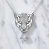 Leopard Head Solitaire Drop Pendant Necklaces | Beach Weddings | Bespoke 925 Silver