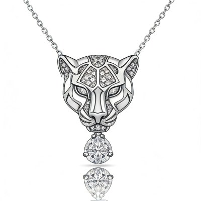 Leopard Head Solitaire Drop Pendant Necklaces | Beach Weddings | Bespoke 925 Silver