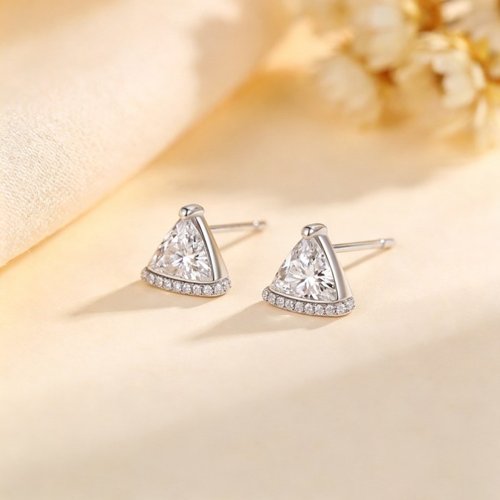 Triangle Pavé Border Stud Earrings | Coastal Chic | Made-to-Order Sterling Silver