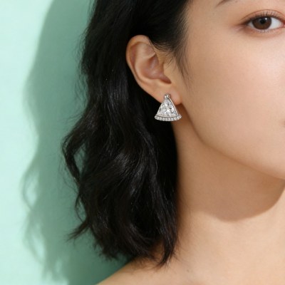 Triangle Pavé Border Stud Earrings | Coastal Chic | Made-to-Order Sterling Silver