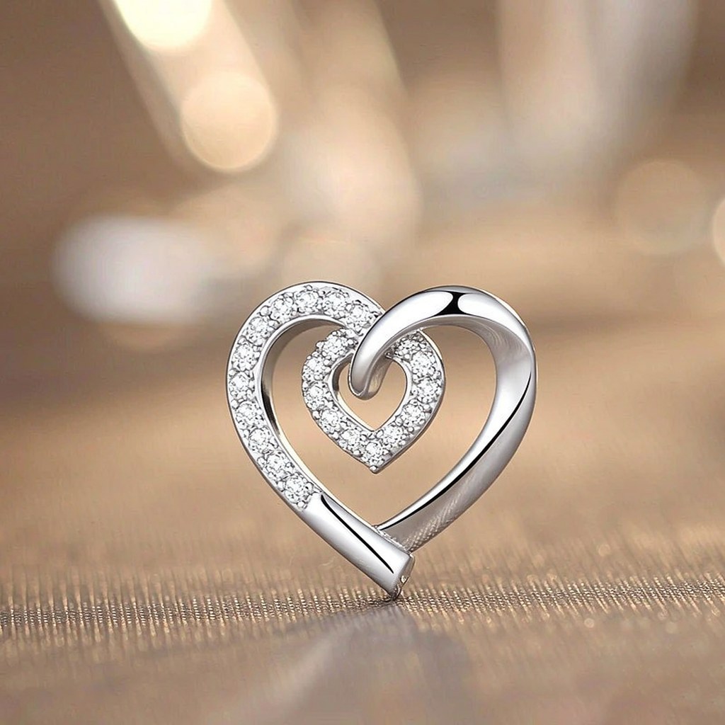 Custom 925 Sterling Silver Interlocking Double Heart Pendant Necklaces for OEM ODM