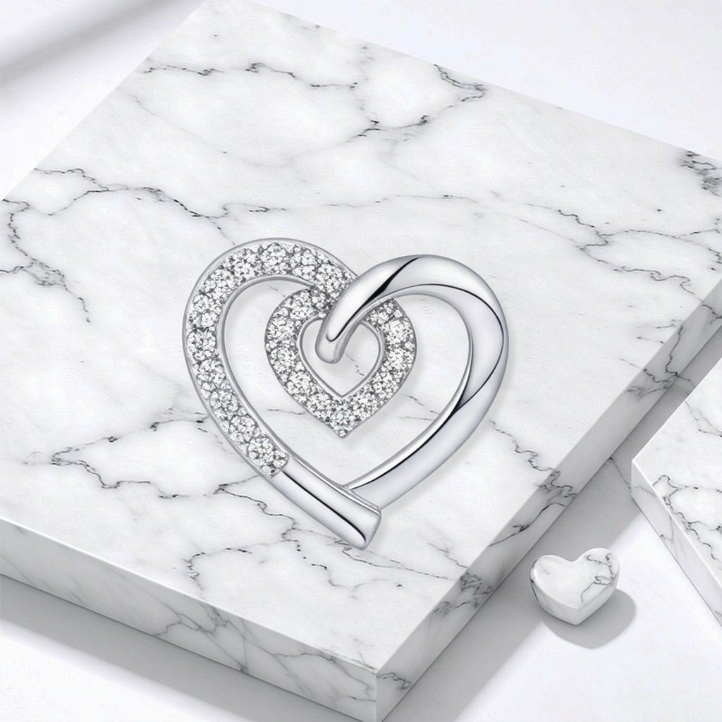 Interlocking Double Heart Pendant Necklaces detail view
