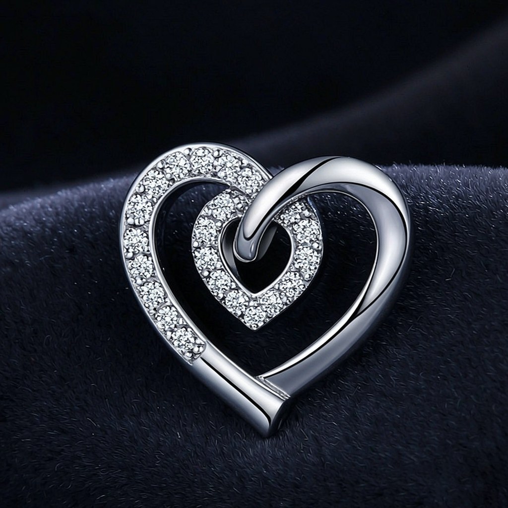 Interlocking Double Heart Pendant Necklaces on-model styling