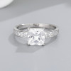 Square CZ Solitaire Ring with Baguette Shoulders | Modern Minimalist Style | ODM Stock & OEM Bespoke