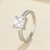 Square CZ Solitaire Ring with Baguette Shoulders | Modern Minimalist Style | ODM Stock & OEM Bespoke