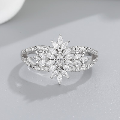 Marquise CZ Cluster Floral Ring | Rose Gold Statement Style | ODM Custom Manufacturer