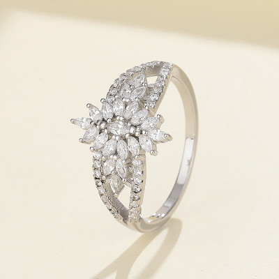 Marquise CZ Cluster Floral Ring | Rose Gold Statement Style | ODM Custom Manufacturer