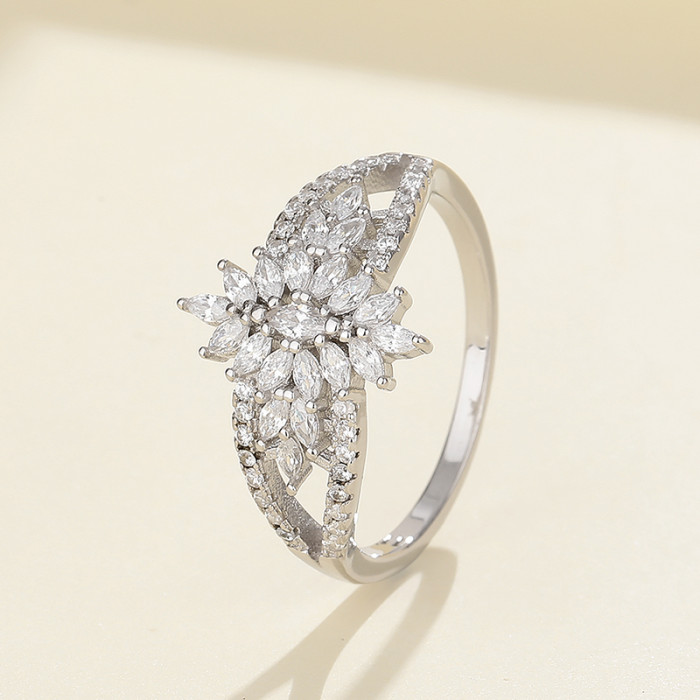 Marquise CZ Cluster Floral Ring | Rose Gold Statement Style | ODM Custom Manufacturer