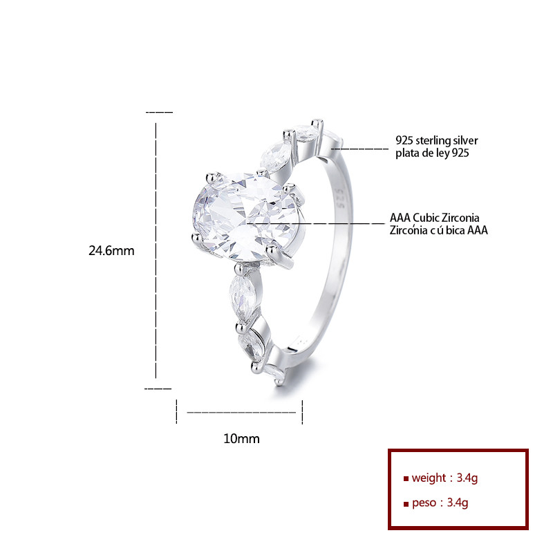 oval cut CZ engagement rings with marquise accents view 2