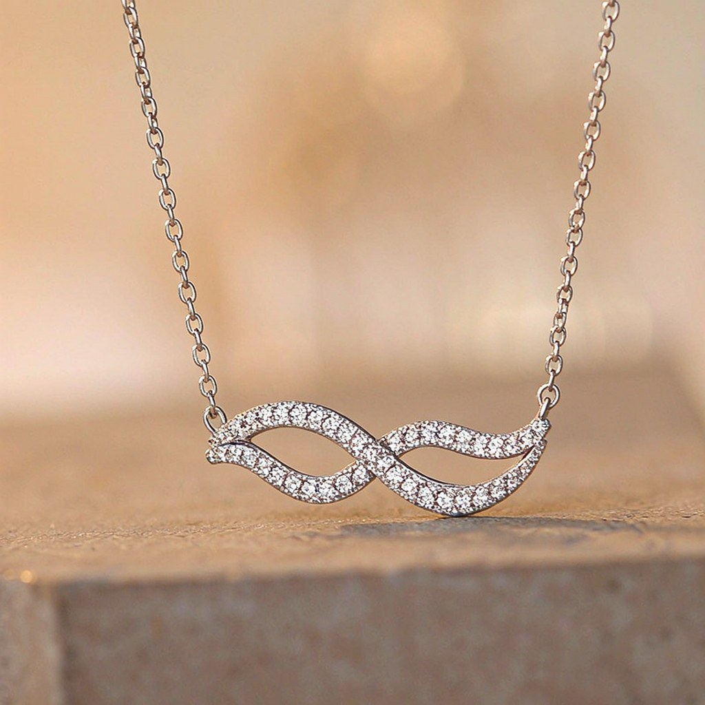 Custom 925 Sterling Silver Infinity Pave Pendant Necklaces for OEM ODM