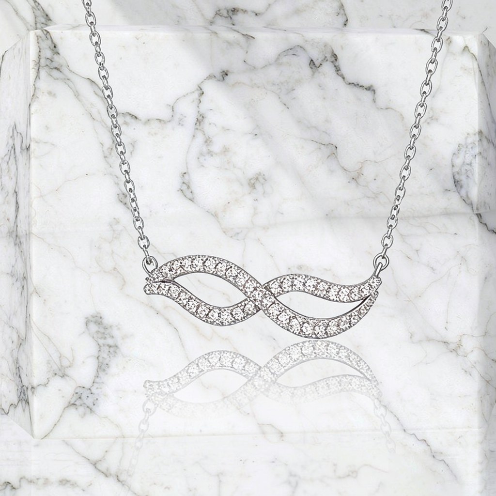 Infinity Pave Pendant Necklaces detail view