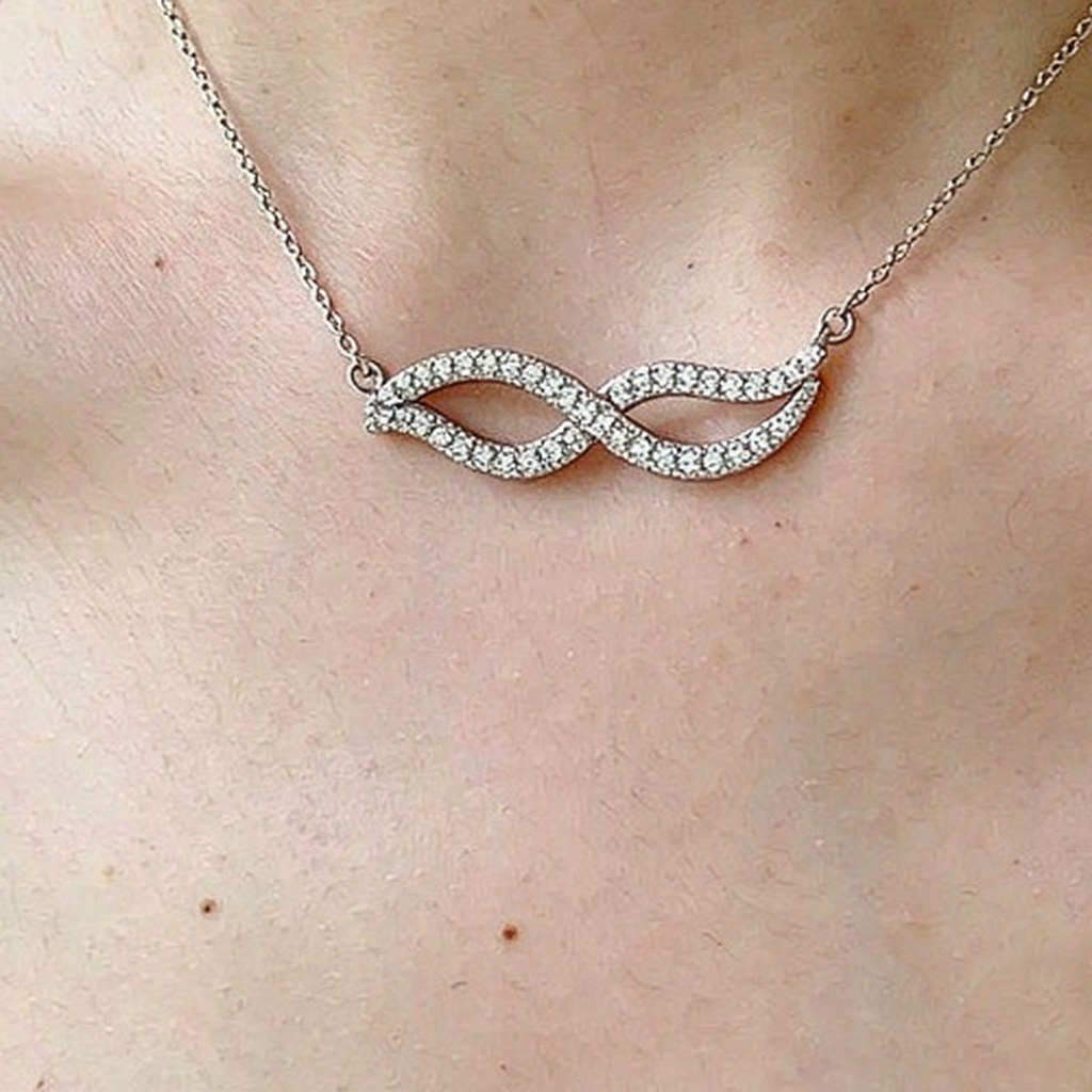 Infinity Pave Pendant Necklaces on-model styling