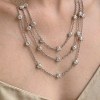 Three Strand Pave Station Necklaces | Layered Styling | Sterling Silver | Made-to-Order