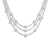 Three Strand Pave Station Necklaces | Layered Styling | Sterling Silver | Made-to-Order