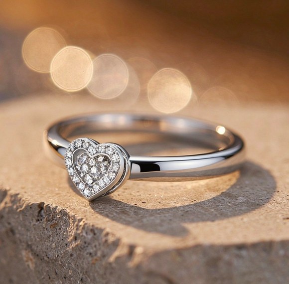 Heart Pave Band Rings | Bridesmaid Sets | Dainty 925 Sterling Silver | Personalized