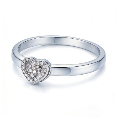 Heart Pave Band Rings | Bridesmaid Sets | Dainty 925 Sterling Silver | Personalized