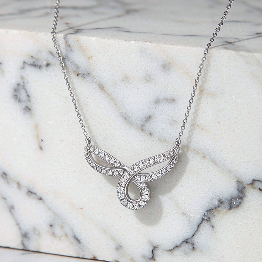 Interlocking Loop Pave Pendant Necklaces detail view
