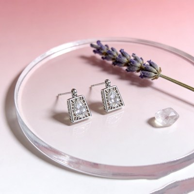 Geometric Frame Pear Drop Earrings | Boutique Collections | 925 Silver | Tailored