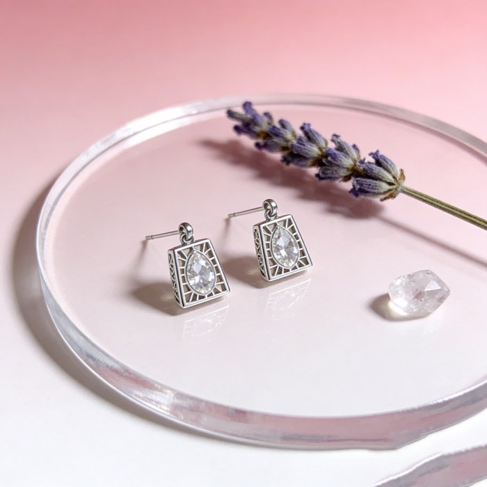Geometric Frame Pear Drop Earrings | Boutique Collections | 925 Silver | Tailored