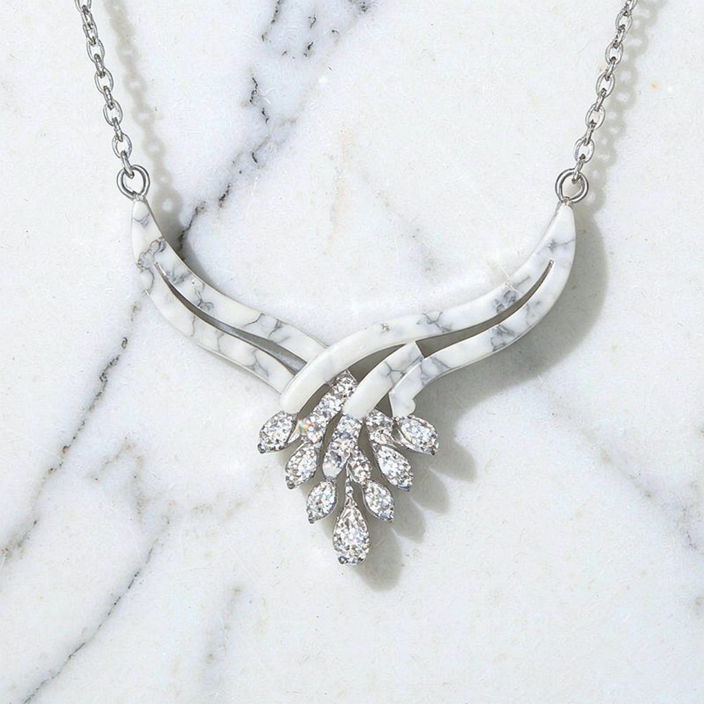 Marquise Pave Wing Pendant Necklaces detail view