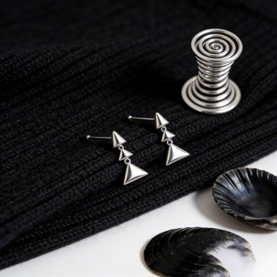 Stacked Triangle Drop Earrings | Daily Wear | 925 Silver | Tailored | Hengdian Silver
