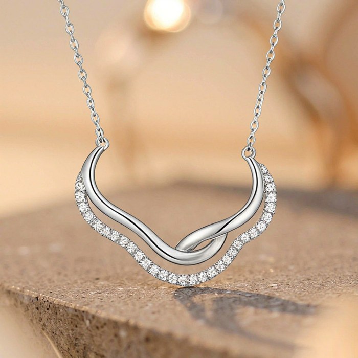 Double Wave Pave Pendant Necklaces | Layered Styling | 925 Sterling Silver | Made-to-Order